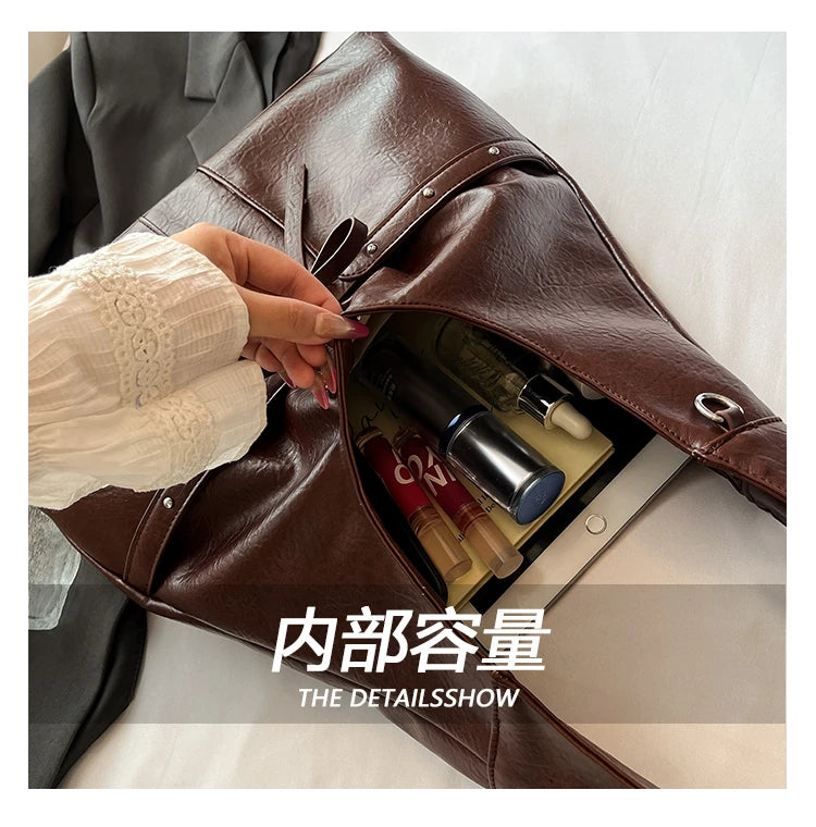 PU Large Capacity Hasp Tote Bags Solid Color High Quality Ladies Bags 2025 Hot Sale Light Luxury Commuting Women's Handbags