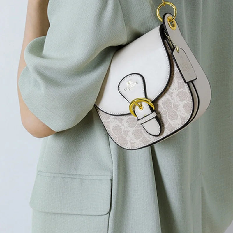 High-end small handbag for women, 2025 new style, printed saddle bag, versatile and fashionable, underarm bag, elegant single sh