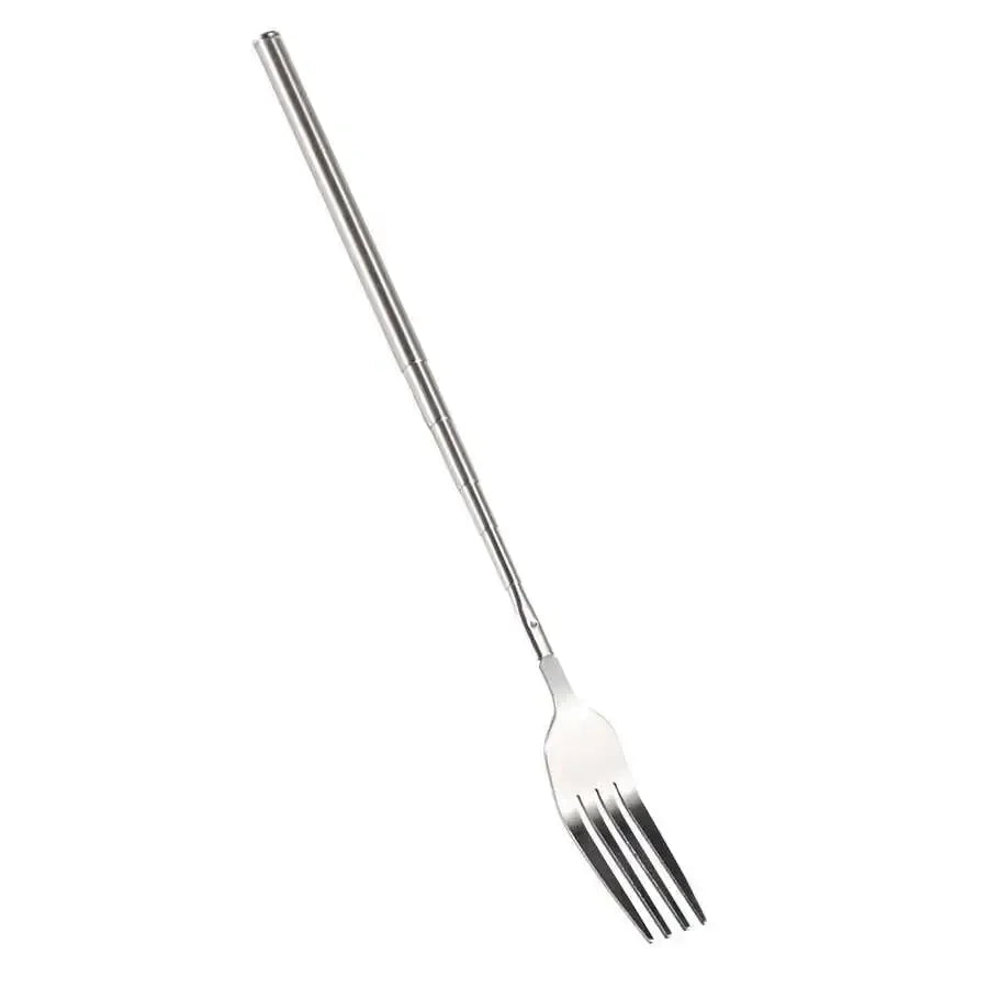 Retro Fork  BBQ Telescopic Extendable Dinner Fruit Dessert Long Handle Fork Stainless Steel Cutlery  Fork Tableware Bento Box
