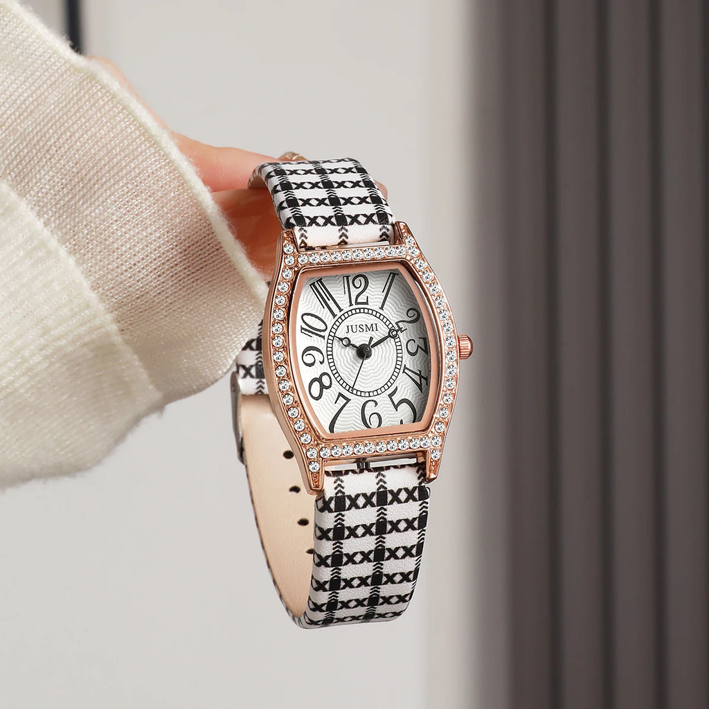Women’s watch, student design, simple and elegant, lightweight luxury, niche fashion, sophisticated feel, wine barrel shape, exq