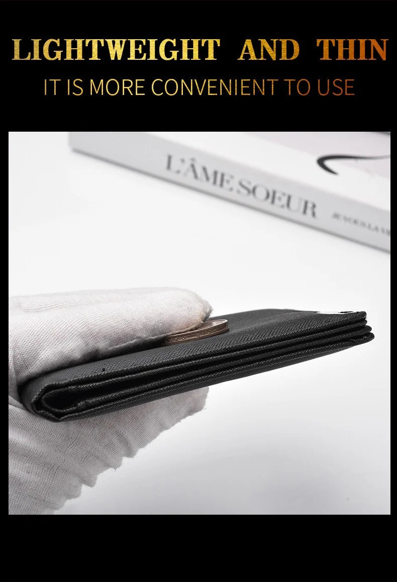 Men's Slim Wallet – PU Leather, Multi-Card Holder with Metal Accent, Lightweight & Stylish for Daily Use