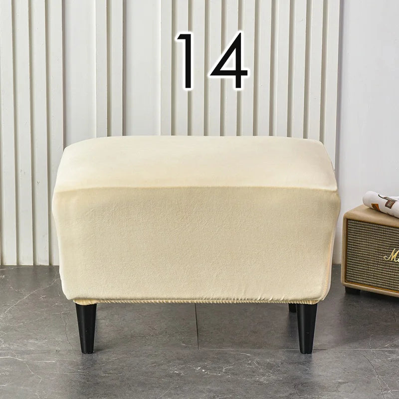 American Style Footstool Cover  Rectangle Elastic Ottoman Cover High Quality Velvet Furniture Protector Footrest Slipcover