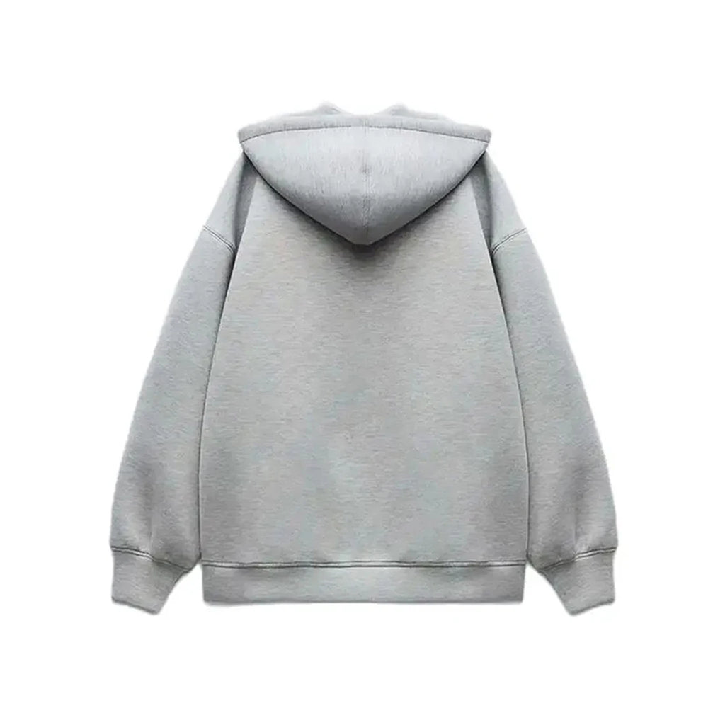 Women's Fashion Warm Hooded Jacket Fall Autumn Winter Gray Long Sleeve Pocket Double Zipper Jacket Commuter Casual Women Jacket