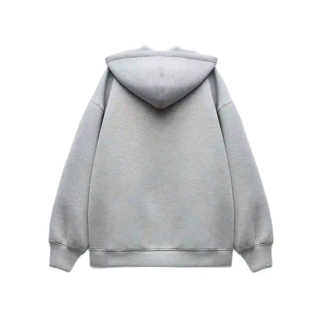 Women's Fashion Warm Hooded Jacket Fall Autumn Winter Gray Long Sleeve Pocket Double Zipper Jacket Commuter Casual Women Jacket