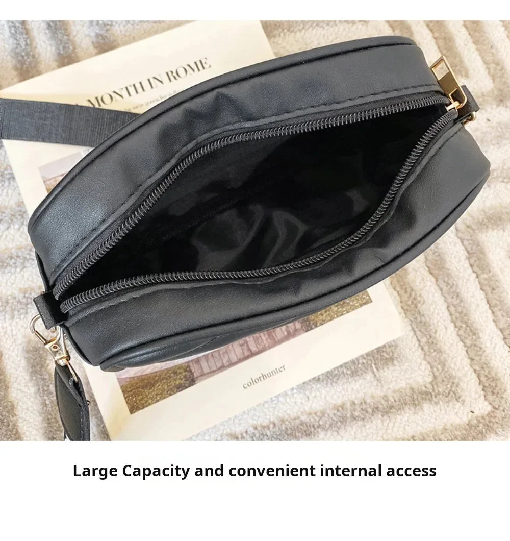 Shoulder Bag High Quality Women's PU Rolling Strip Camera Bag Shoulder Bag Mobile Phone Bag Casual Crossbody Bag