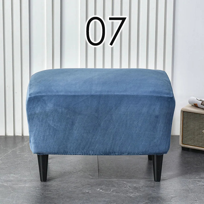 American Style Footstool Cover  Rectangle Elastic Ottoman Cover High Quality Velvet Furniture Protector Footrest Slipcover