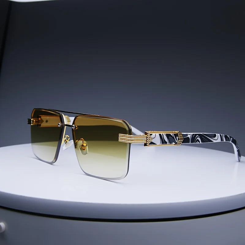 Trendy Rimless Sunglasses for Men Women Fashion Frameless Rectangle Sun Glasses Retro Shades Summer Traveling Eyewear UV400
