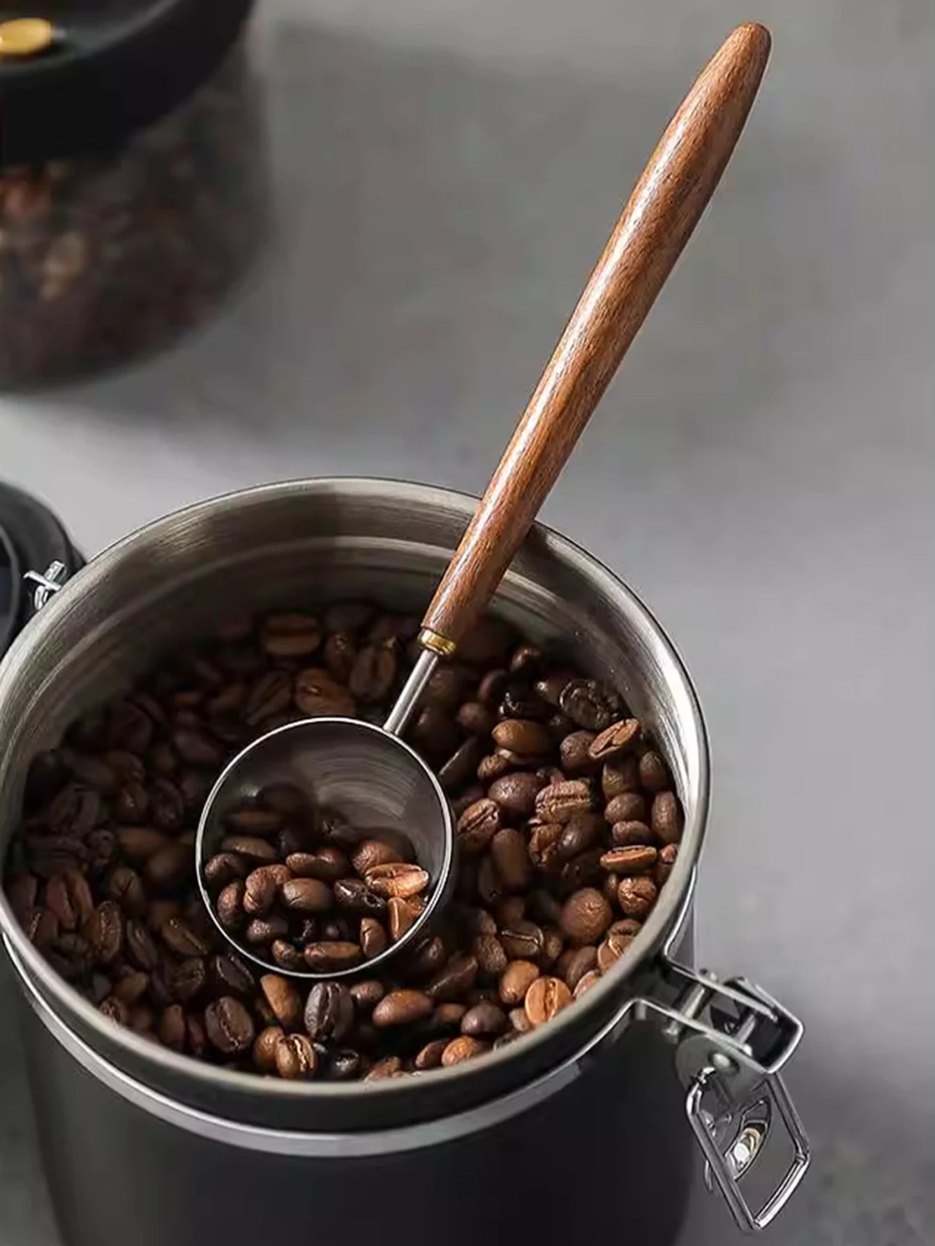 Coffee Spoon - Vintage Walnut Wood Handle, Stainless Steel Coffee Scoop ，Stainless Steel Tea Scoopand Seasoning Spoons