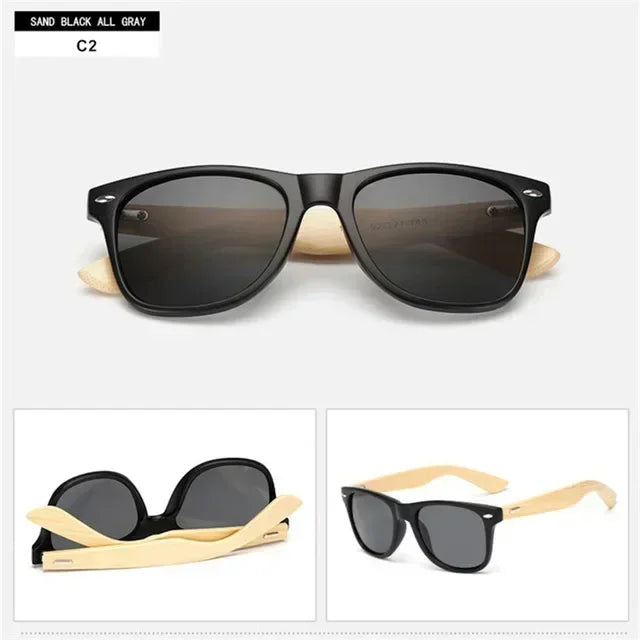 Natural Wooden Sunglasses for Men and Women, Polarized Fashion Sun Glasses with Original Wood Frame