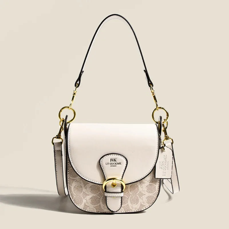 High-end small handbag for women, 2025 new style, printed saddle bag, versatile and fashionable, underarm bag, elegant single sh