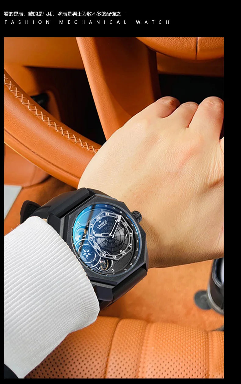 Mens Automatic Mechanical Watch for Man European American Business Leisure Wristwatches Silver Luminous Waterproof Men Watches