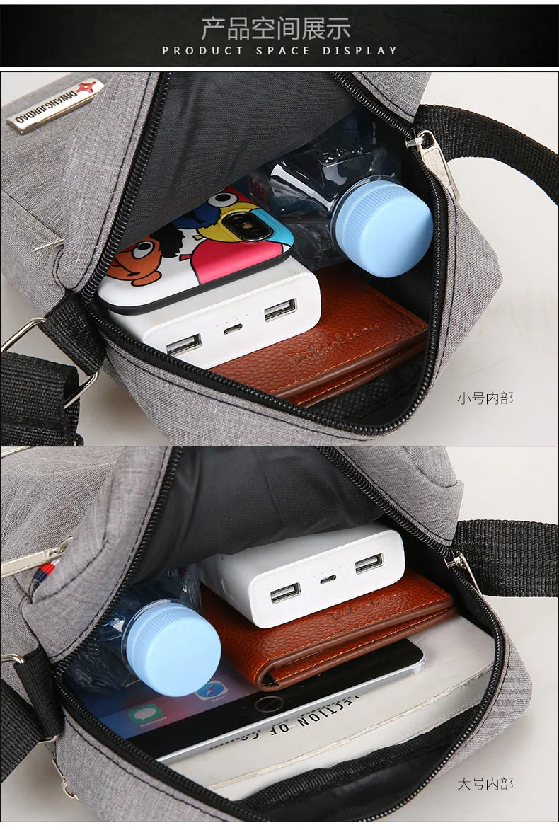 2022 Men's Bag Fashion Small Canvas Casual Handbags Male Cross Body Shoulder Messenger Bags for Men Purses and Handbags
