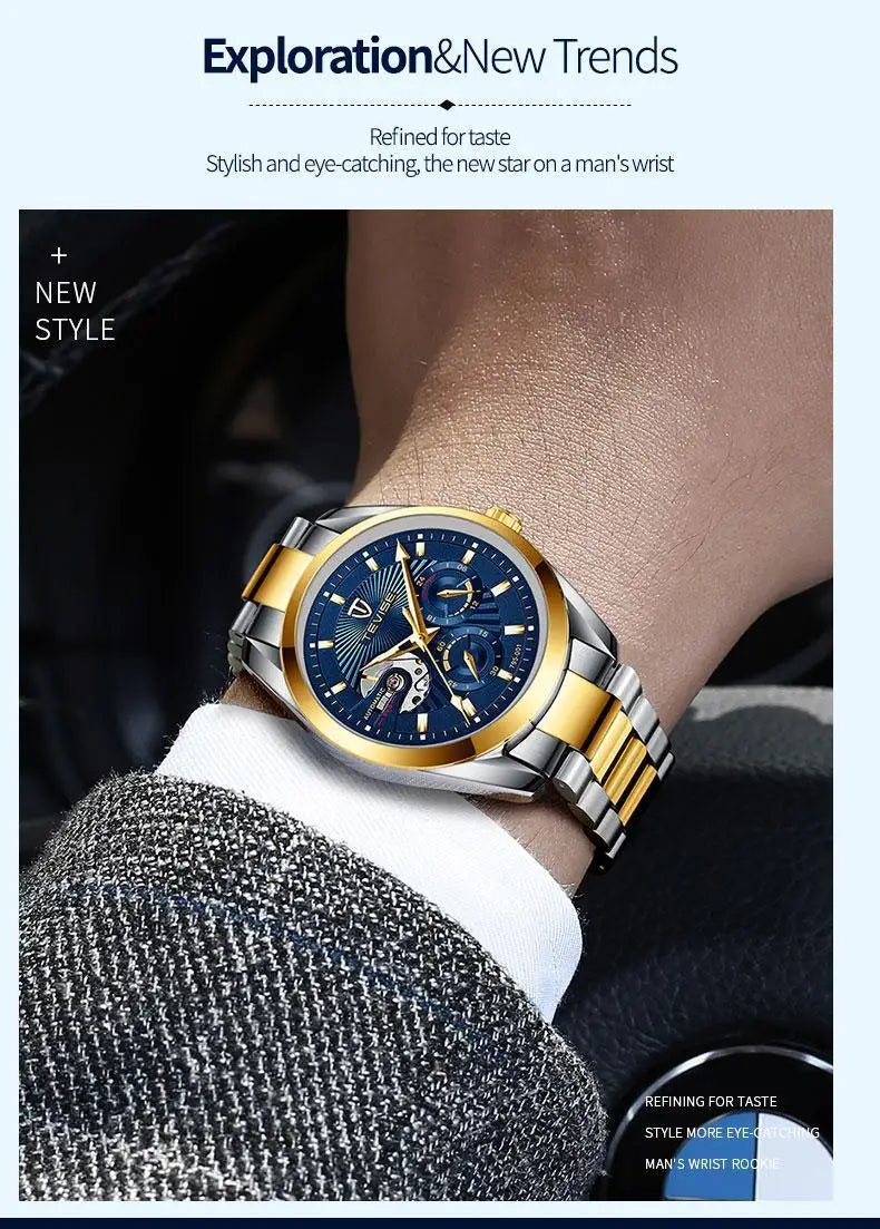 TEVISE men's watch - a business mechanical watch for fashionable men. High quality, suitable for daily wear in both formal and c