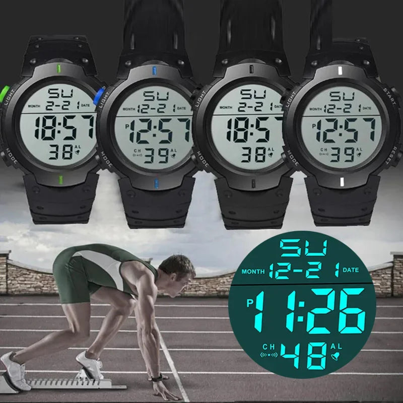 Men Sport LED Watches Men Digital Clock Multi-Functional Rubber Man Fitness Athlete Timekeeping Electronic Watch Reloj