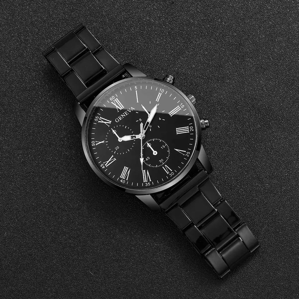 Mens Business Watches Fashion Quartz Wrist Watch for Man Black Clock Reloj Hombre（Without Box）
