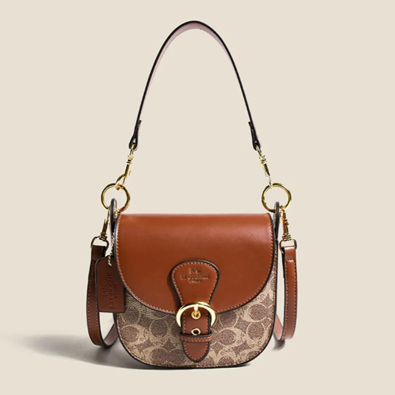 High-end small handbag for women, 2025 new style, printed saddle bag, versatile and fashionable, underarm bag, elegant single sh