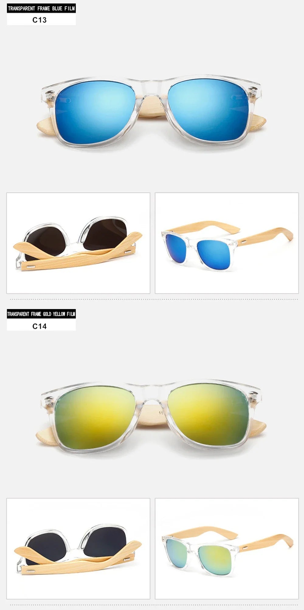 Natural Wooden Sunglasses for Men and Women, Polarized Fashion Sun Glasses with Original Wood Frame
