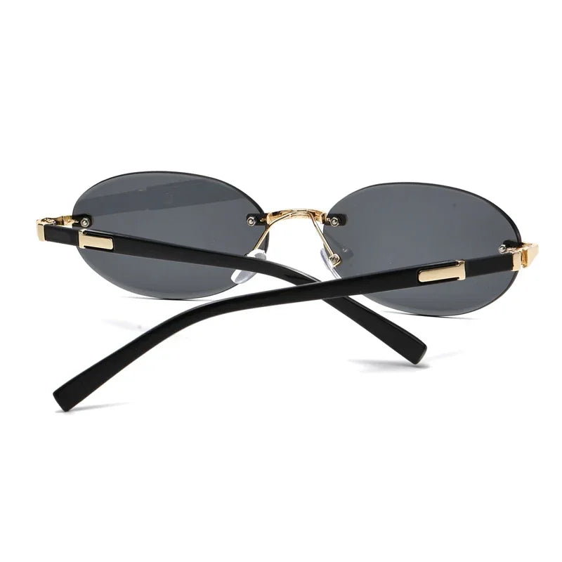 Popular Women Shades Oval Sun Glasses for Female Male Summer Glasses UV400 Rimless Sun Glasses Round Fashion Gafas De Sol Очки