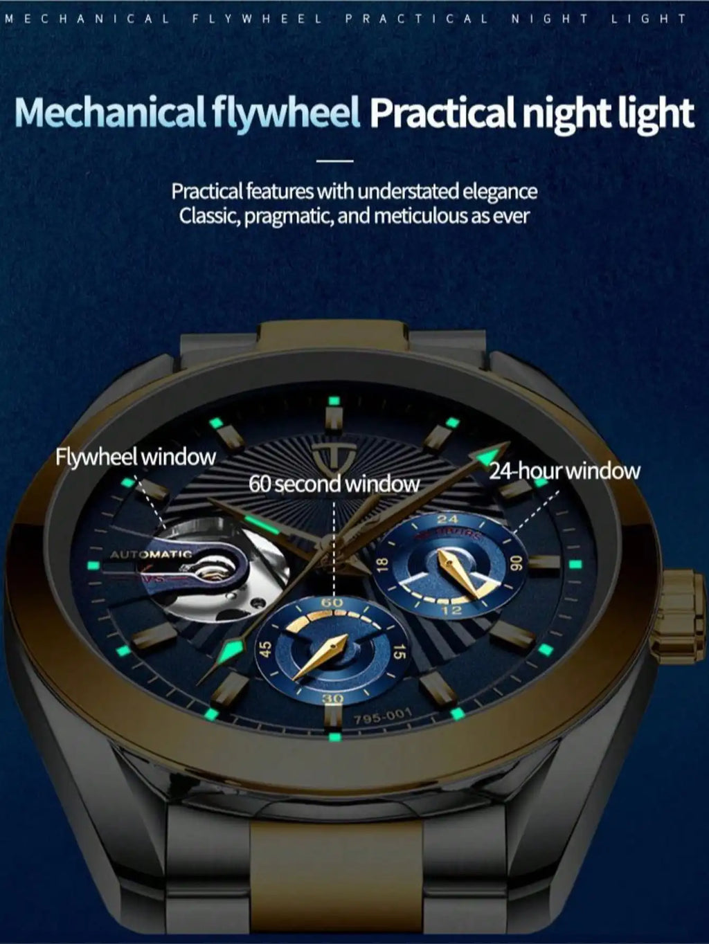 TEVISE men's watch - a business mechanical watch for fashionable men. High quality, suitable for daily wear in both formal and c