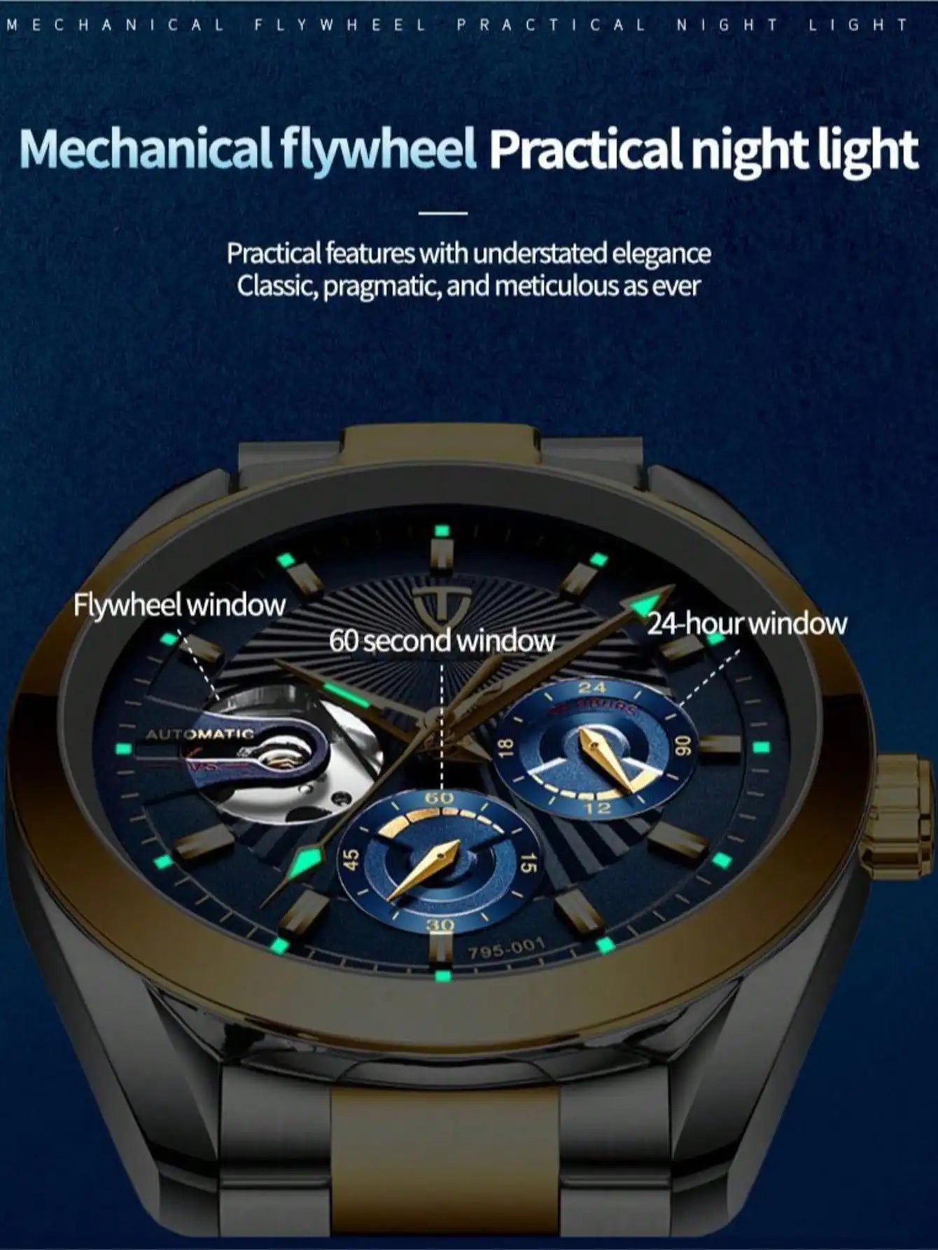 TEVISE men's watch - a business mechanical watch for fashionable men. High quality, suitable for daily wear in both formal and c