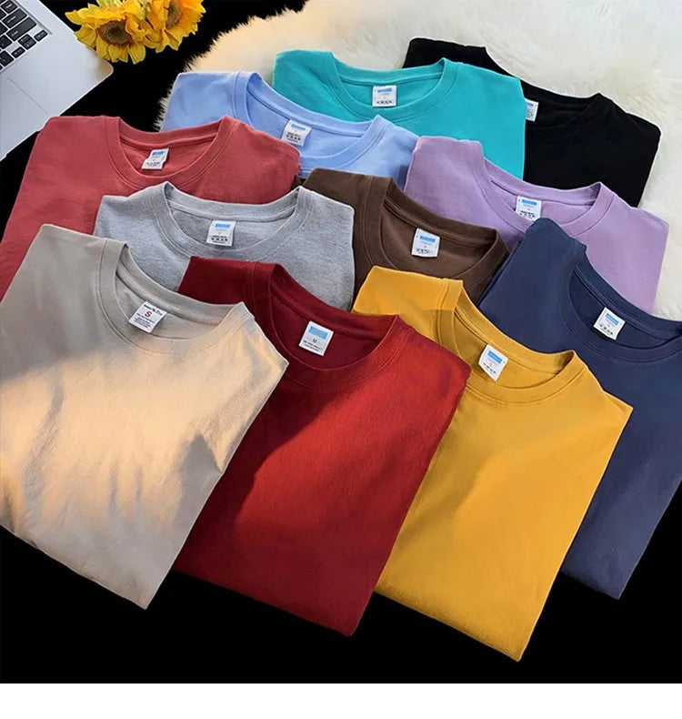 Men's Blank T-Shirt White S-3XL Oversized Solid Color Large Size Fashion Long Sleeve Top for Men And Women