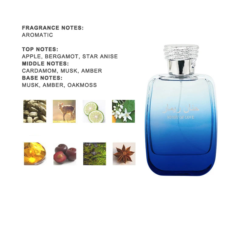 Arabic Brand Fragrant Fruit Lemon Jasmine Woody Charm Cologne Perfume Long-lasting Business Men's Daily Neutral Fragrance Spray