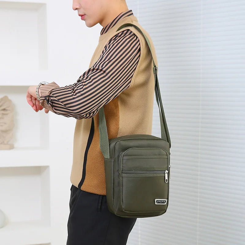 Men's Shoulder Bag Business Leisure Large Capacity Portable Handbag Multi Layer Waterproof Summer Male's Crossbody Bags