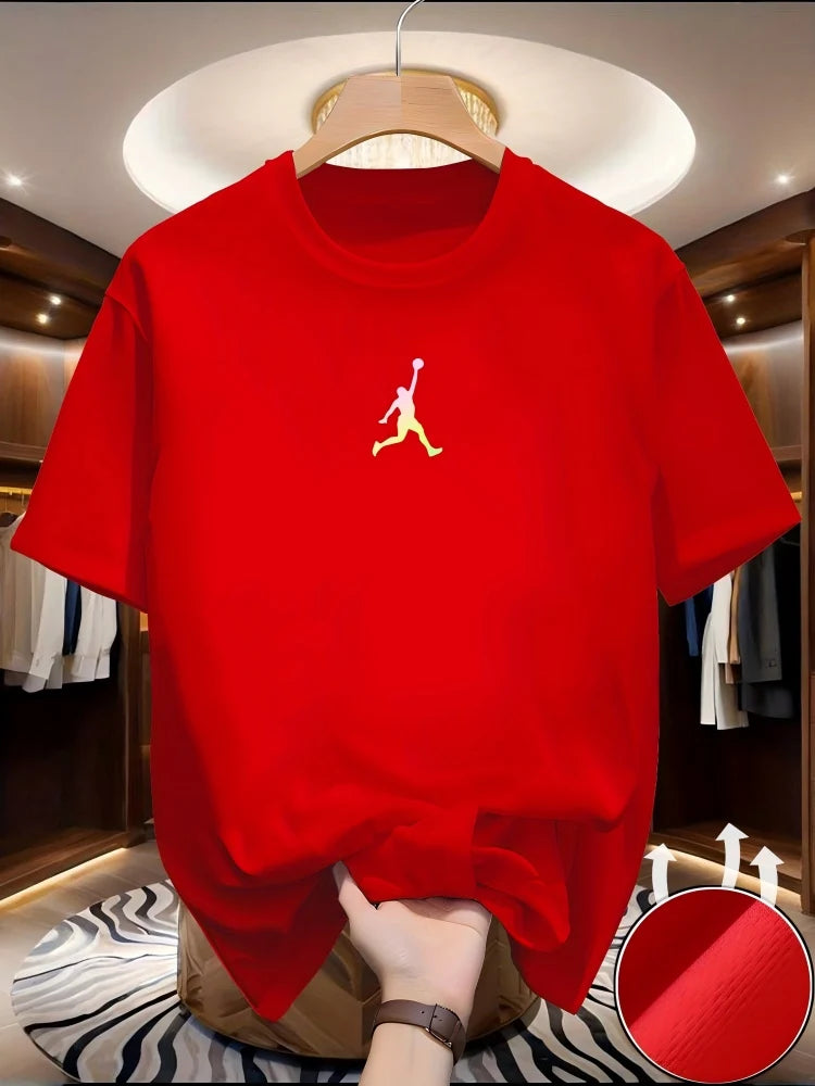Trendy brand short-sleeved T-shirts for men and women, popular summer style, versatile, slim-fitting printed round neck tops