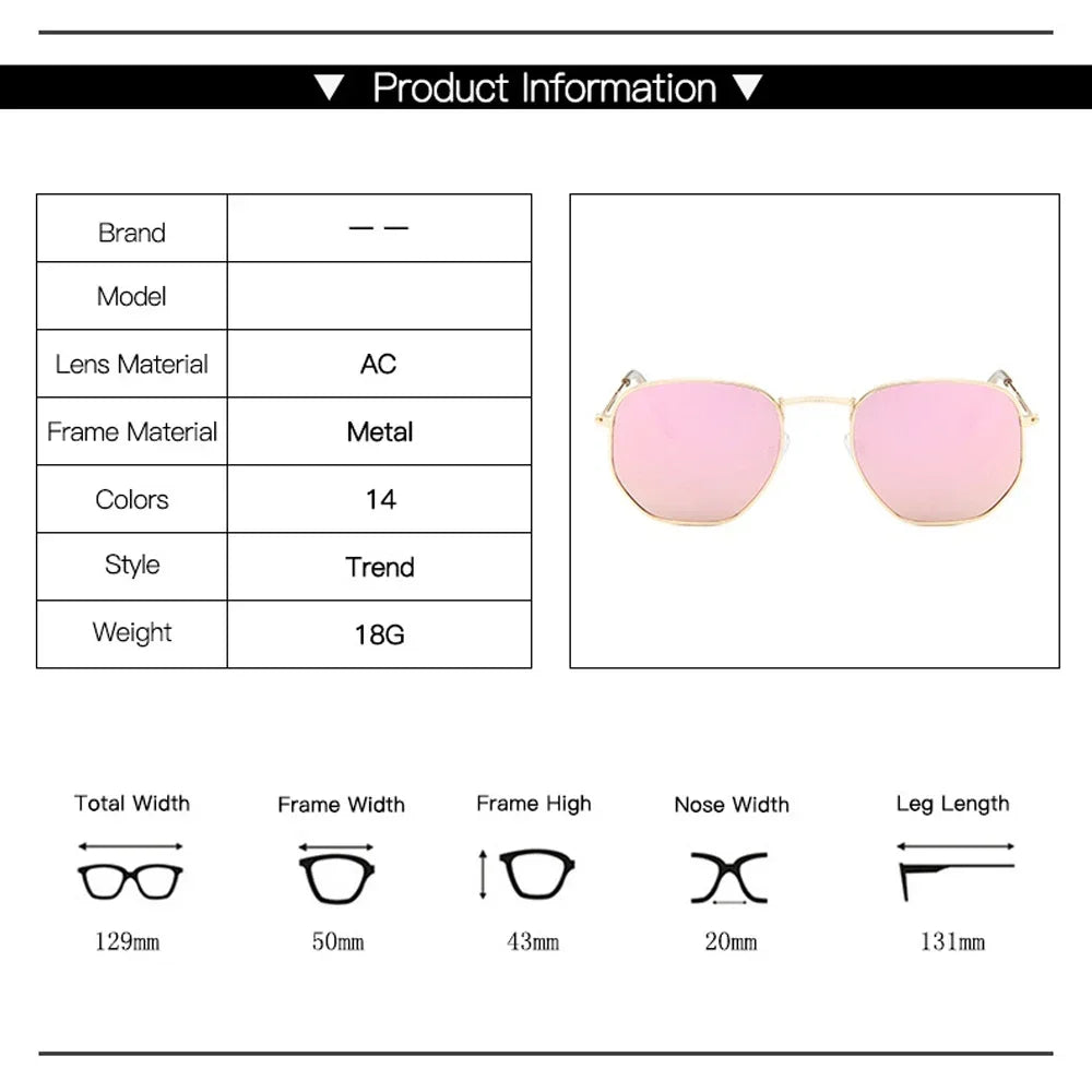 Men Sunglases Hexagon Sun Glasses NEW Women Metal Frame Fishing Glasses Gold tea Eyewear Lentes De Sol Hombre Okulary UV400
