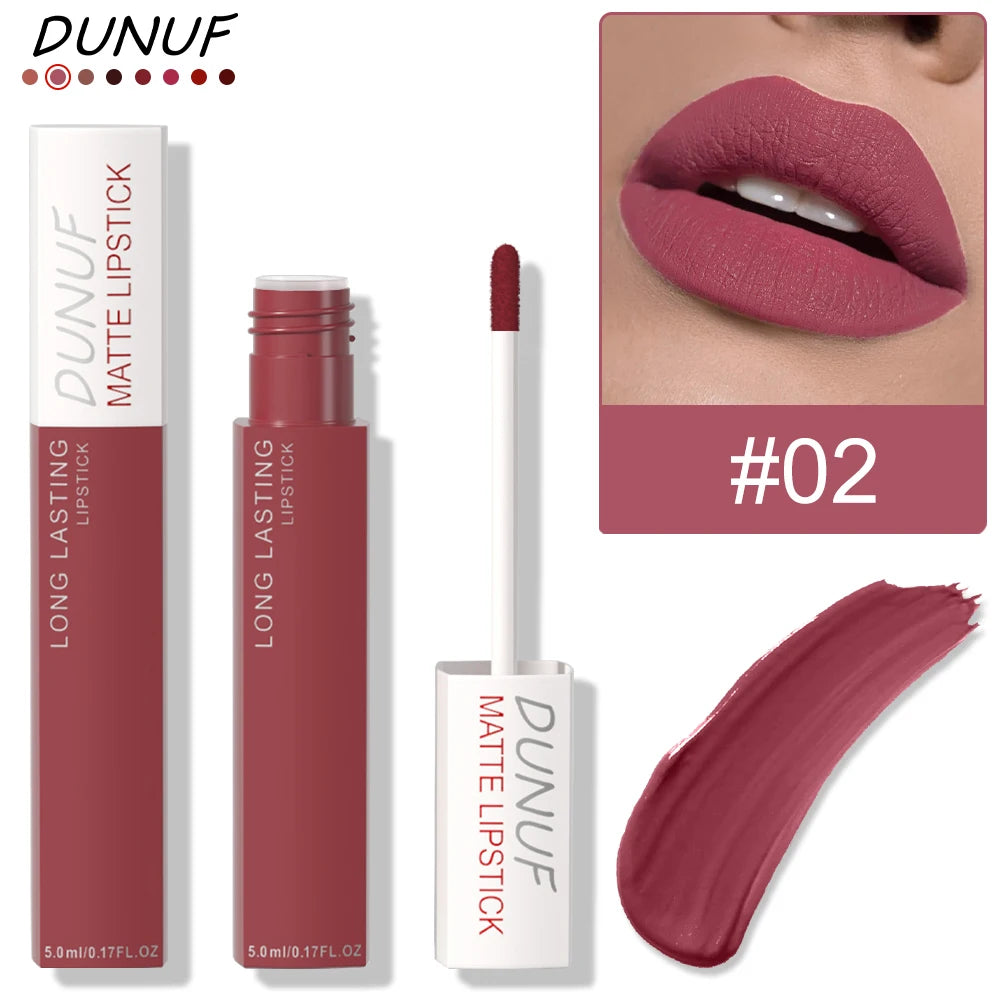 Long-Lasting Lip Gloss 1pcs: Matte Lipstick Non-Stick Cup Waterproof Nude Deep Red Mauve Christmas And Valentine's Day Gifts