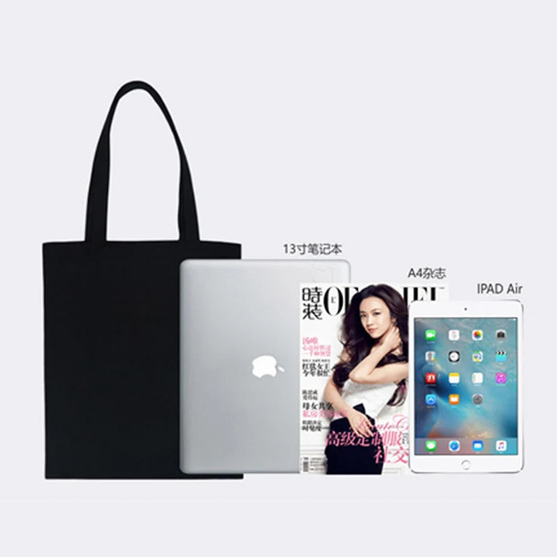 women Solid Canvas Casual Tote shoulder bags for girls female DIY handbags eco friendly shopping bag