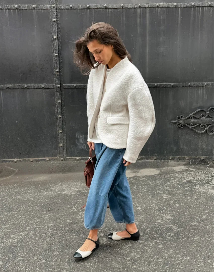 White Loose Knitwear Jackets For Women Fashion Elegant High Waist Autumn 2025 Fashion Commute Outwear Luxury Ladies Jackets