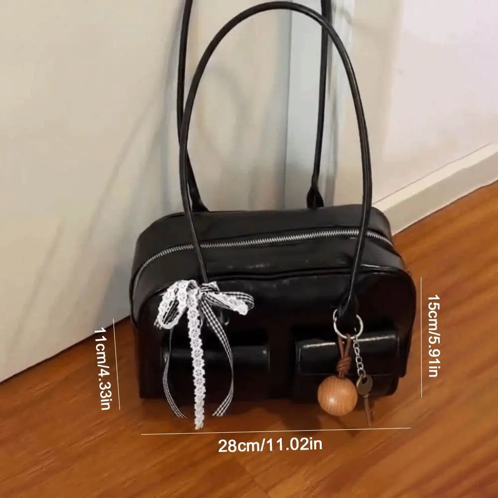 Women's Handbag 2025 New Double Handle Shoulder Commuter Bag Versatile Fashion Medium Size PU Leather Zipper Closure Bag