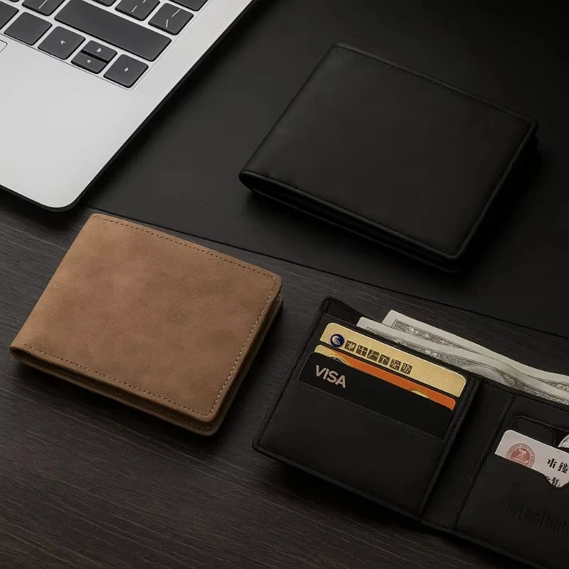 Men's Fashion Wallet For PU Leather Short Purse with Dollar Clip Multi Card Slots Large Capacity Coin Holder Slim Money