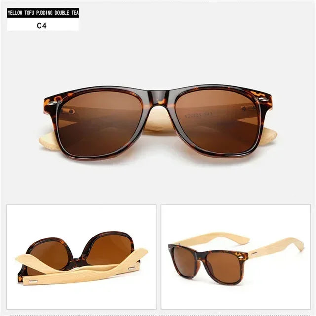 Natural Wooden Sunglasses for Men and Women, Polarized Fashion Sun Glasses with Original Wood Frame