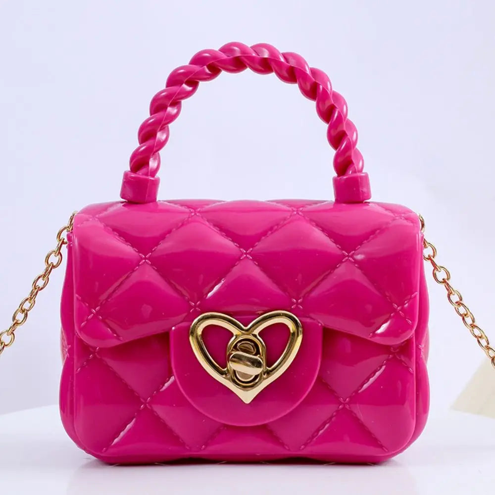 Kids PU Leather Crossbody Bags Girls Heart Shoulder Bags Children Mini Coin Purses Jelly Bag Kids Handbag Gifts
