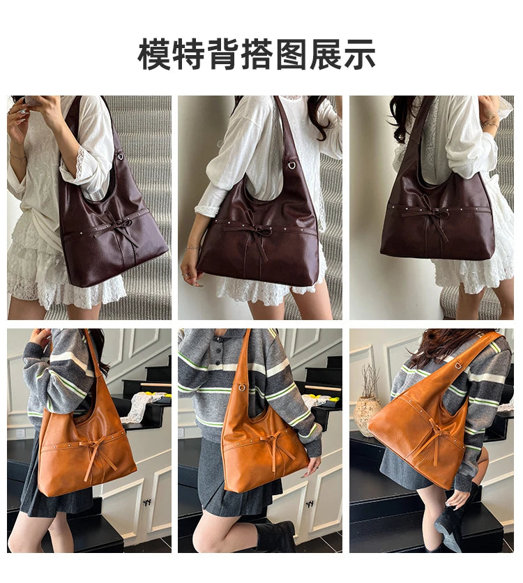 PU Large Capacity Hasp Tote Bags Solid Color High Quality Ladies Bags 2025 Hot Sale Light Luxury Commuting Women's Handbags
