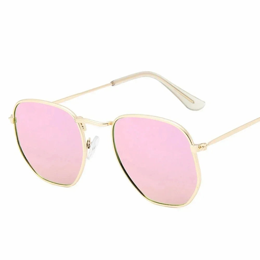 Men Sunglases Hexagon Sun Glasses NEW Women Metal Frame Fishing Glasses Gold tea Eyewear Lentes De Sol Hombre Okulary UV400