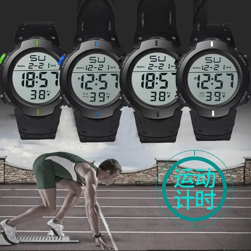 Men Sport LED Watches Men Digital Clock Multi-Functional Rubber Man Fitness Athlete Timekeeping Electronic Watch Reloj