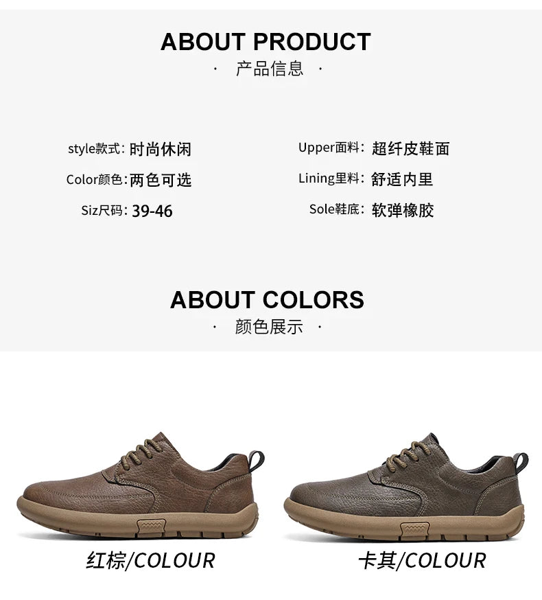 Shoes for Men Male Sneakers Leather Shoes Round Toe Apring and Autumn Wear-resistant Return To The Ancients Loafers All-match