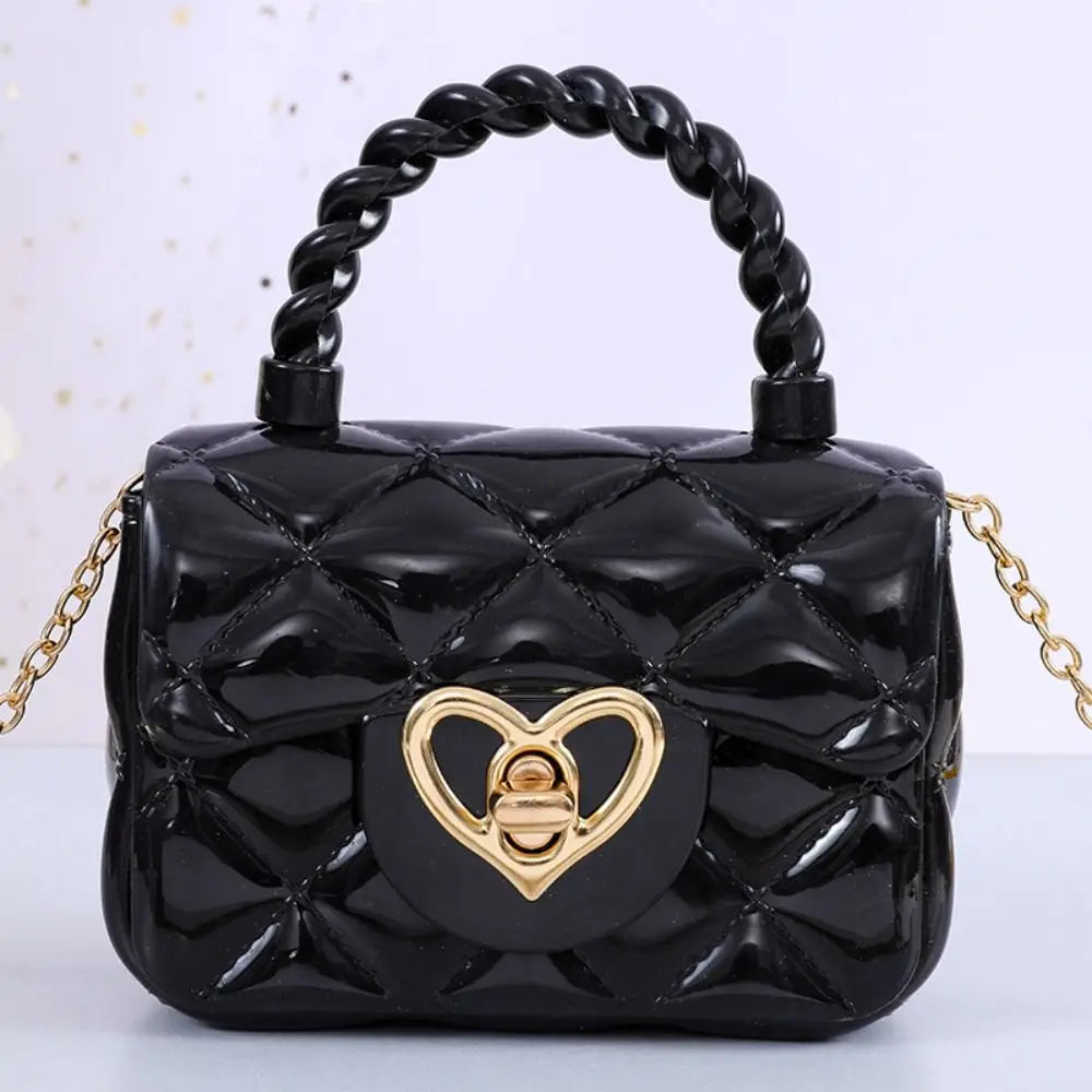 Kids PU Leather Crossbody Bags Girls Heart Shoulder Bags Children Mini Coin Purses Jelly Bag Kids Handbag Gifts