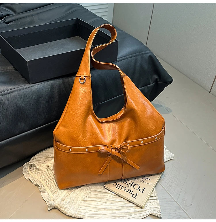 PU Large Capacity Hasp Tote Bags Solid Color High Quality Ladies Bags 2025 Hot Sale Light Luxury Commuting Women's Handbags