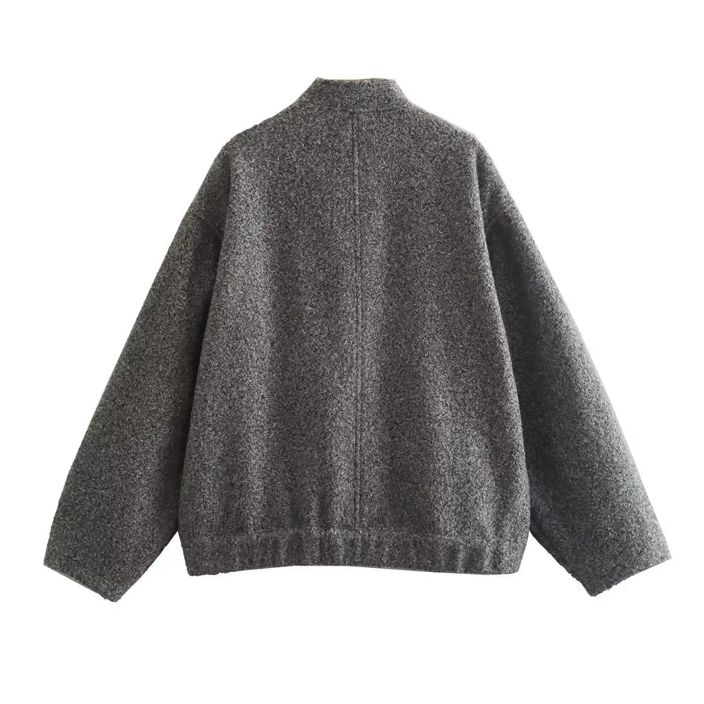 Casual Jackets For Women Fashion Chic Lady Long Sleeves Mock Neck Warm Coat Top Female Autumn Outwear Bomber Jackets Coats