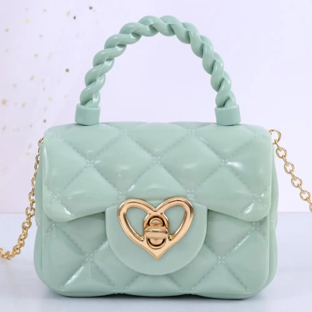 Kids PU Leather Crossbody Bags Girls Heart Shoulder Bags Children Mini Coin Purses Jelly Bag Kids Handbag Gifts