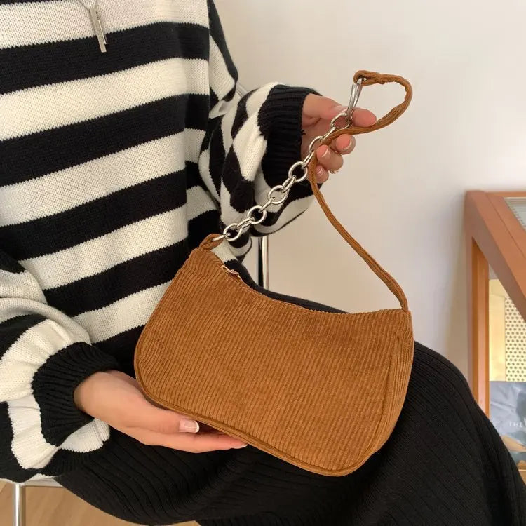 2023 Girls Women Crossbody Bags Shoulder Bags Purse Solid Color Top-Handle Bags Fashion Retro Corduroy Designer Handbags