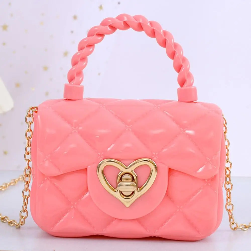 Kids PU Leather Crossbody Bags Girls Heart Shoulder Bags Children Mini Coin Purses Jelly Bag Kids Handbag Gifts