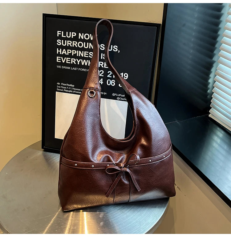 PU Large Capacity Hasp Tote Bags Solid Color High Quality Ladies Bags 2025 Hot Sale Light Luxury Commuting Women's Handbags