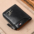 Mens RFID Protected Leather Wallet - Luxury Zippered Card Holder Purse for Business Cards with Elegant Carteira Masculina Style