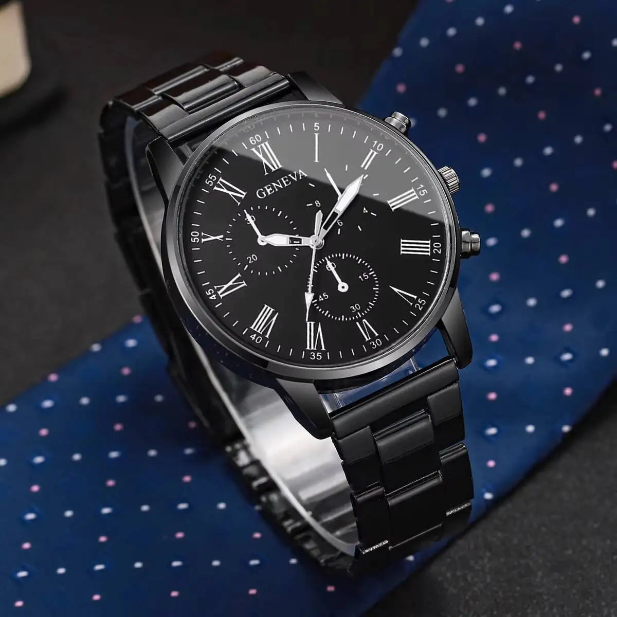 Mens Business Watches Fashion Quartz Wrist Watch for Man Black Clock Reloj Hombre（Without Box）