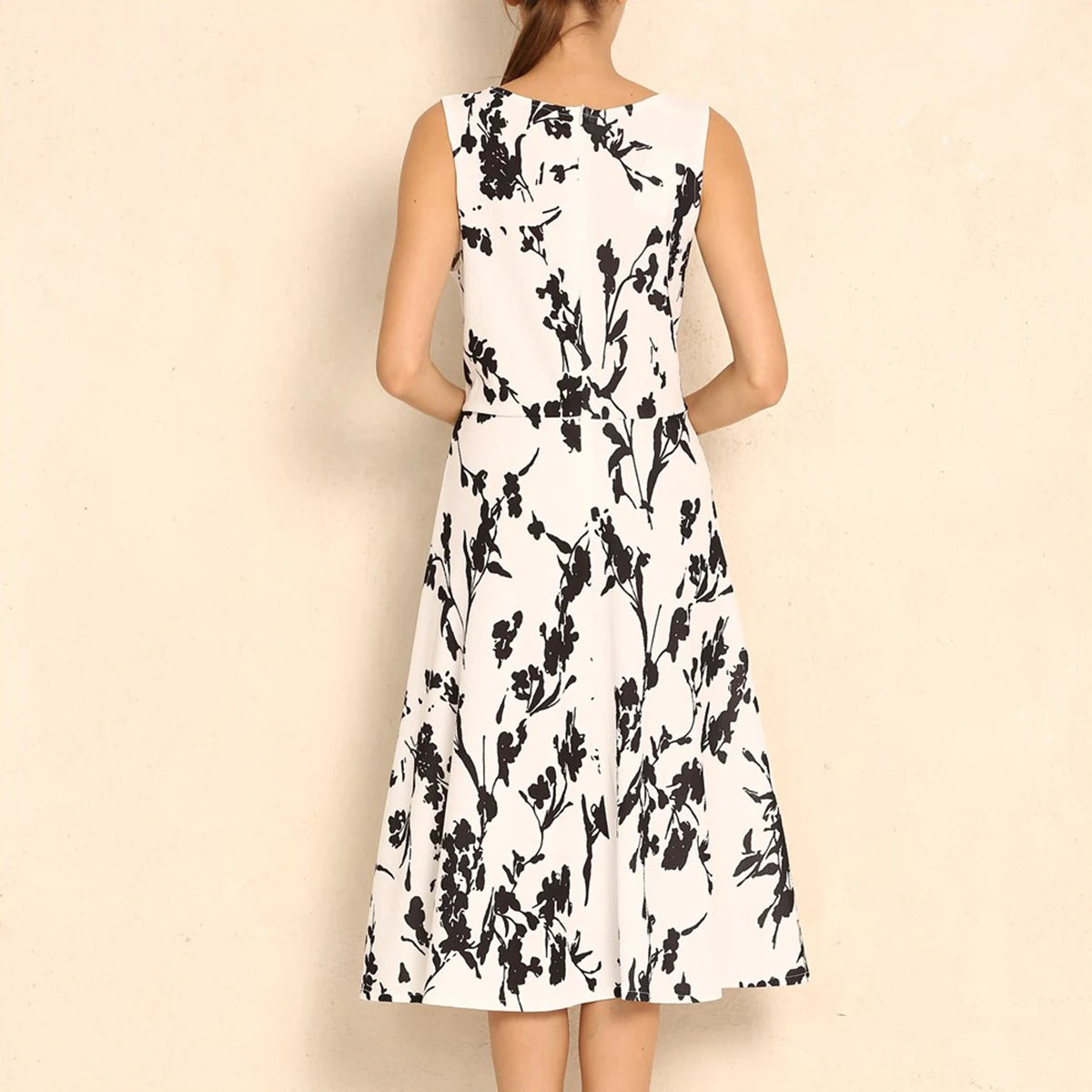 Summer Women Dress Clothing Floral Print Robe Retro Swing Casual Vintage Rockabilly